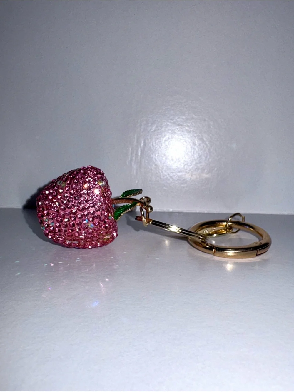 Sparkling Pink Apple Bag Charm with Gold Hardware - Pink Lady!